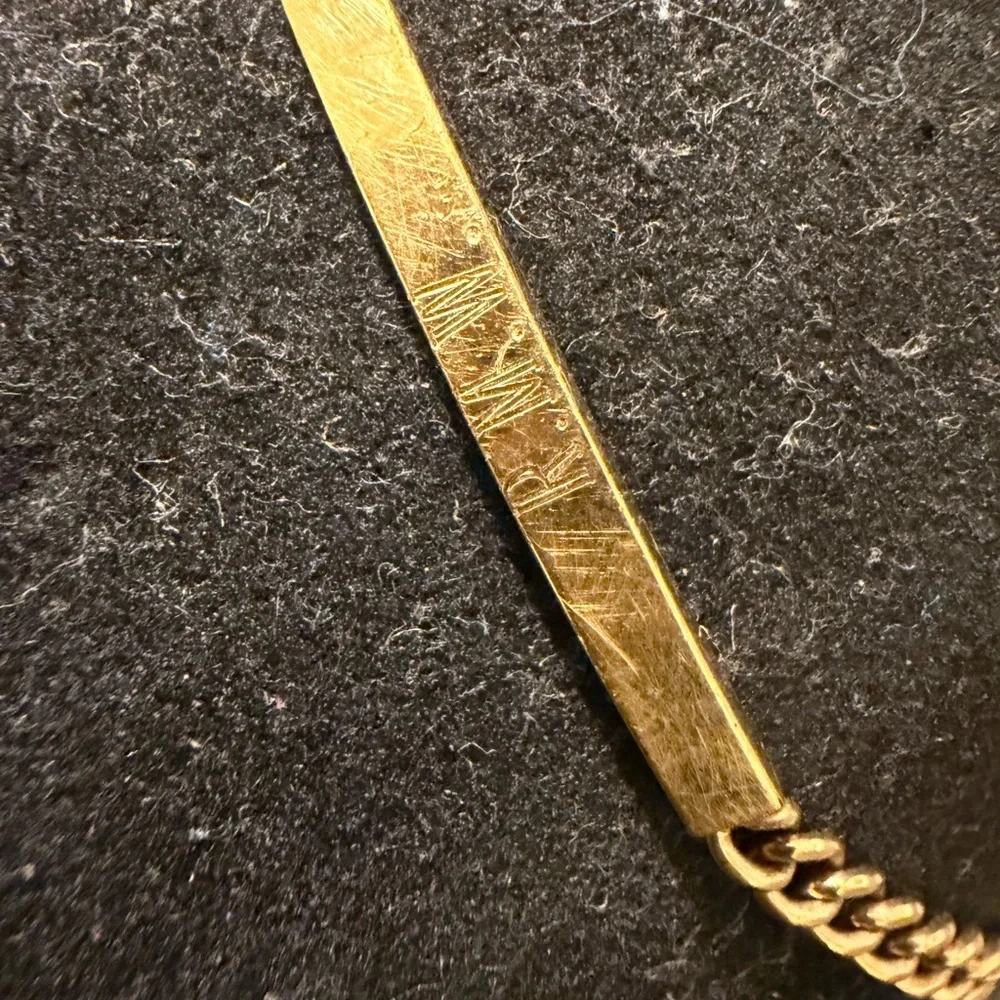 Vintage Gold-filled ID Bracelet – Etched Bar Link Design